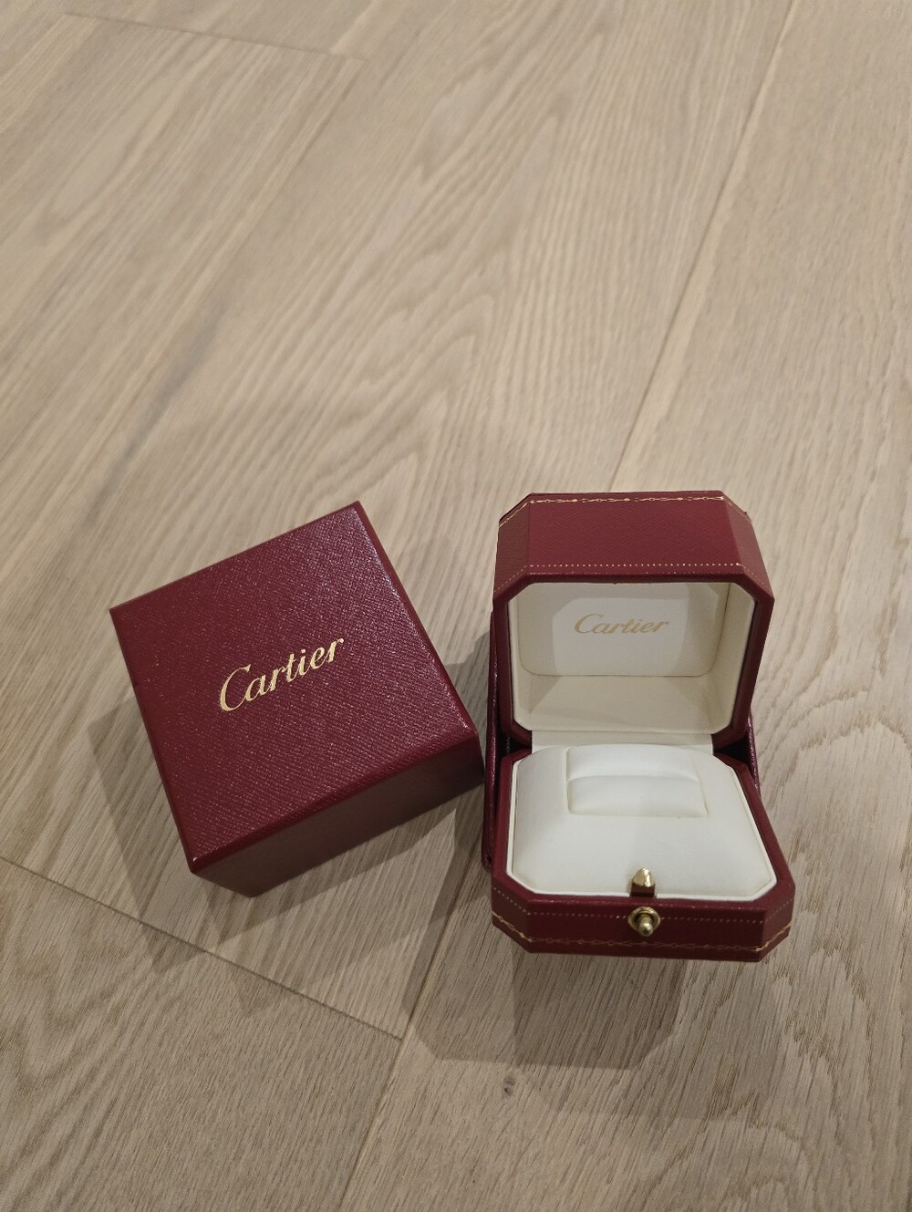 Cartier Burgundy and Cream Jewelry Ring Box